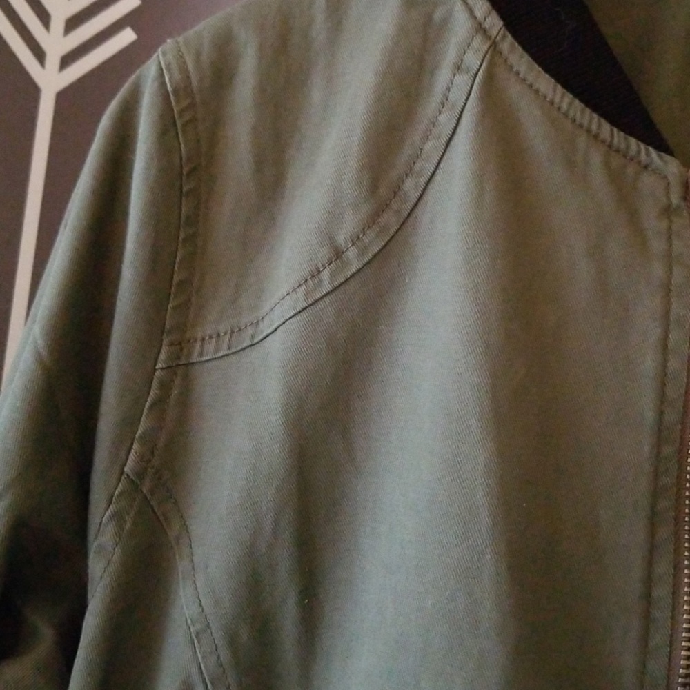 SANCTUARY Army Green Twill Bomber Jacket small - Picture 6 of 6